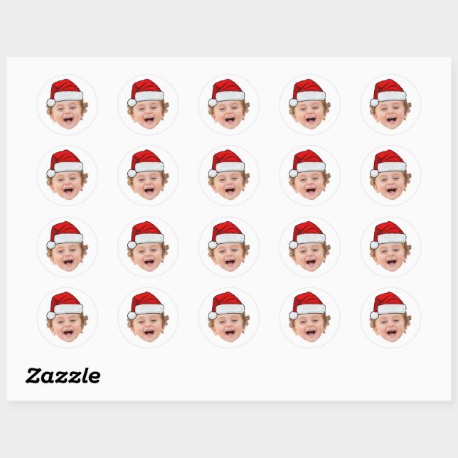 Adesivo Custom Santa Hat Stickers, Face Photo Christmas (Folha)