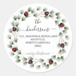 Adesivo Custom Script Return Address Text Holiday Wreath