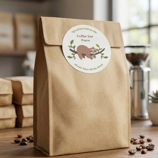 Adesivo Custom Sloth Coffee Bar Sticker (Criador carregado)