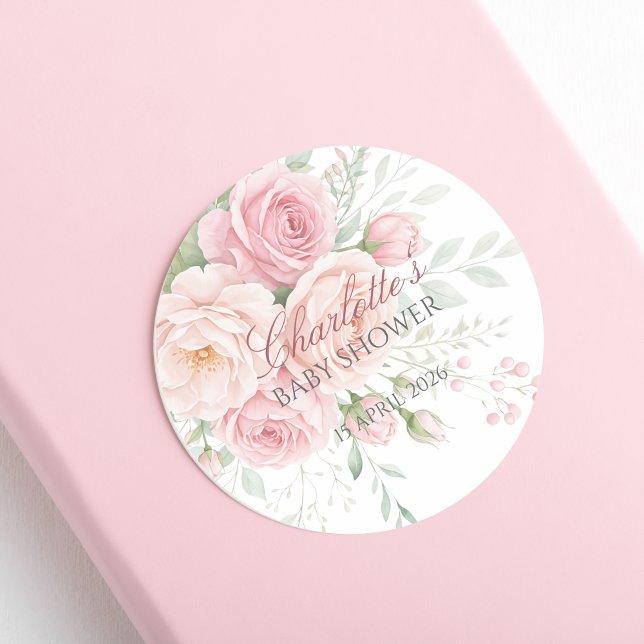 Adesivo custom soft pink roses floral sticker template (Criador carregado)