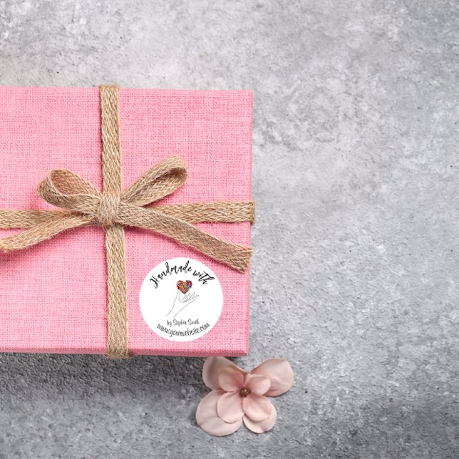 Adesivo Custom Stickers Handmade with Love elegant white (Criador carregado)