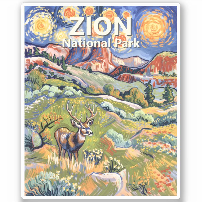 Adesivo Custom Zion National Park Animal Deer Colorful (Frente)