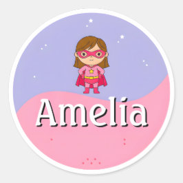 Adesivo Customizable Girl Superhero Kids Name Sticker