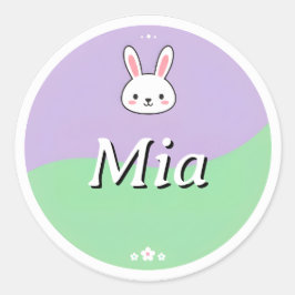 Adesivo Customizable Kids Name Sticker – Bunny & Flowers
