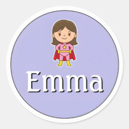 Adesivo Customizable Kids Name Sticker – Girl Superhero
