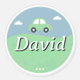 Adesivo Customizable Kids Name Sticker – Green Car