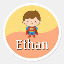 Adesivo Customizable Kids Name Sticker – Smiley Superhero