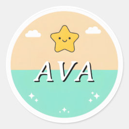 Adesivo Customizable Kids Name Sticker – Smiling Star 