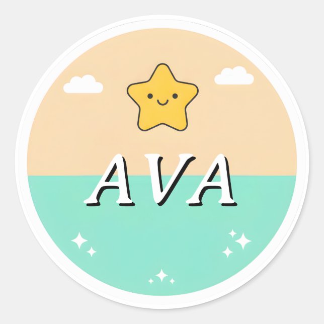 Adesivo Customizable Kids Name Sticker – Smiling Star  (Frente)