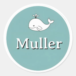 Adesivo Customizable Kids Name Sticker – Whale Design