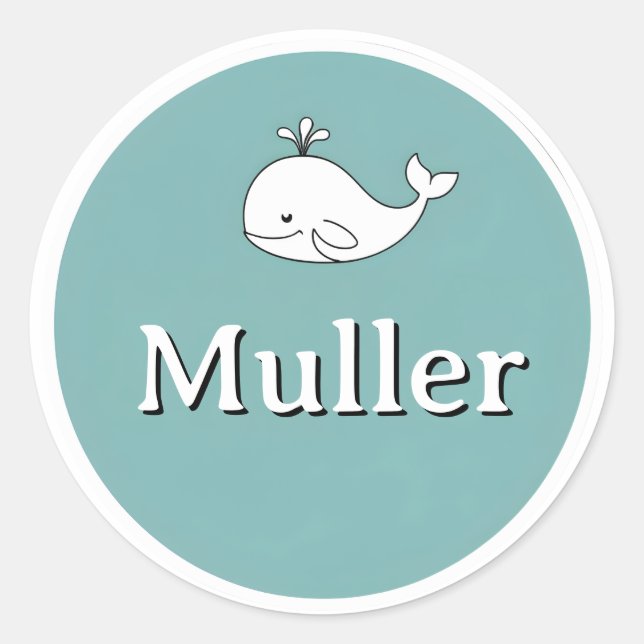 Adesivo Customizable Kids Name Sticker – Whale Design (Frente)