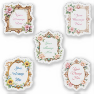 Adesivo Customizable Message in Floral Frame Stickers