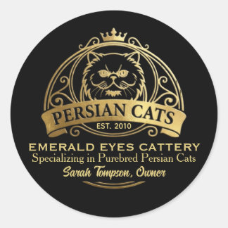Adesivo Customizable Persian Cattery Elegant Gold Design