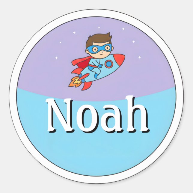 Adesivo Customizable Rocket Superhero Design Name Sticker (Frente)