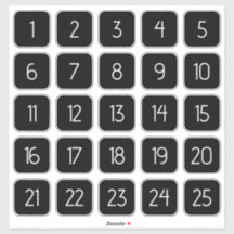 Customizable Square Number Stickers White on Black