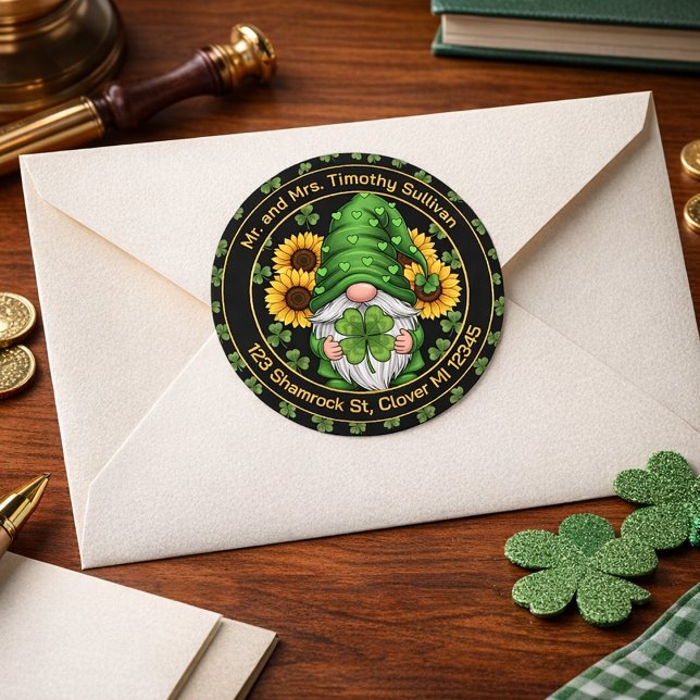 Adesivo Customizable St. Patrick’s Day Gnome Envelope Seal (Criador carregado)