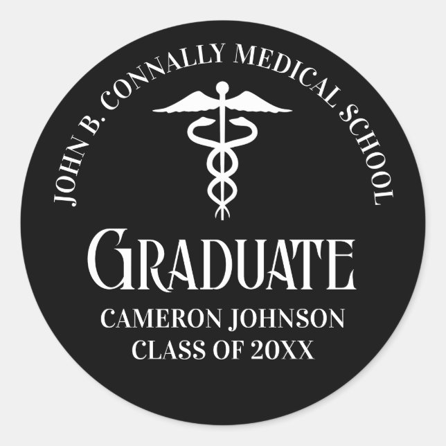 Adesivo Customized Black Medical School Graduation Party (Frente)