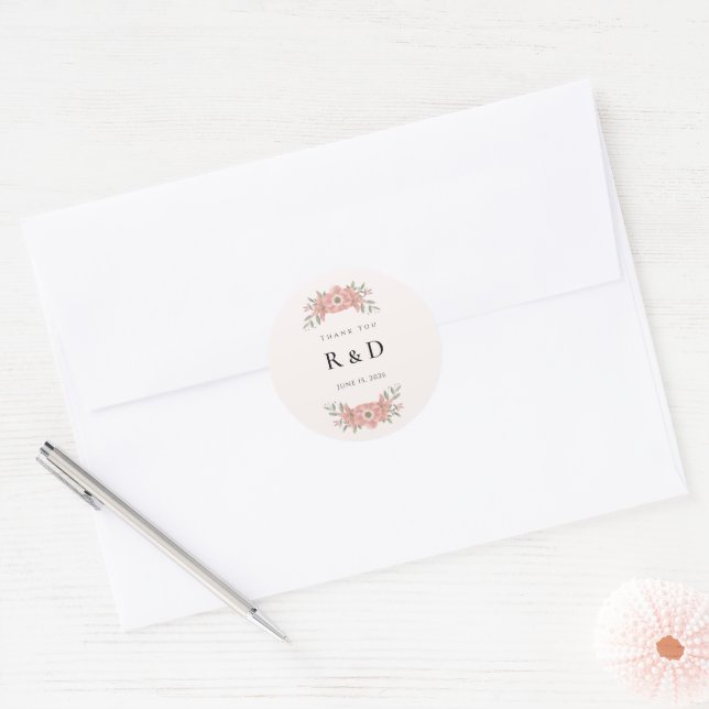 Adesivo Customized Initials Blush Garden Wedding Favor (Envelope)