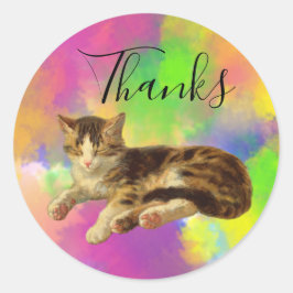 Adesivo Cute Adorable Kitty Cat Thank You Abstract Rainbow