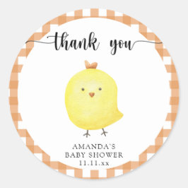 Adesivo Cute agradecimento de baby shower de franguinho