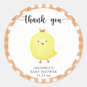 Adesivo Cute agradecimento de baby shower de franguinho