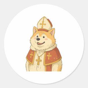 Adesivo Cute Akita Pope - Design de Cachorro Engraçado