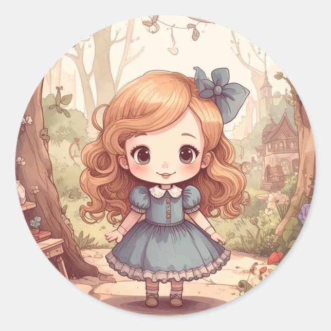 Adesivo Cute Alice in Wonderland Whimsical Woodland Art (Frente)