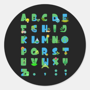 Adesivo Cute Alphabet Funny Earth Day Abc Alphabet Profess
