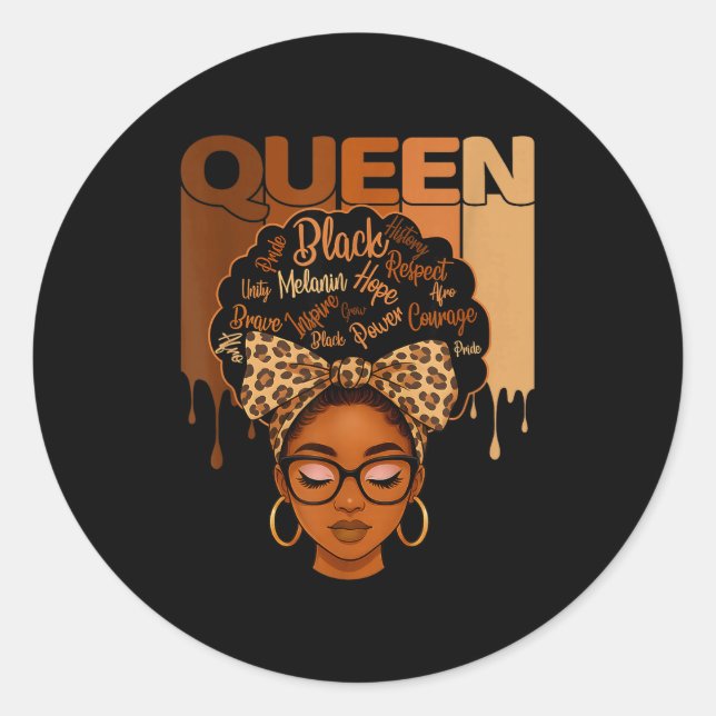 Adesivo Cute American Melanin History Queen Black African (Frente)