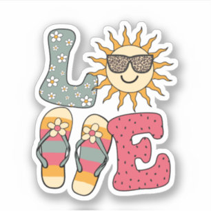 Adesivo Cute Amor Chinelos de Verão Sol Praia