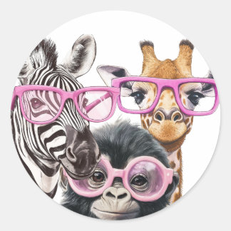 Adesivo Cute Animal Friends Sticker – Zebra Giraffe Monkey