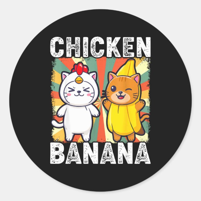 Adesivo Cute Animals In Chicken And Banana Costumes Kawaii (Frente)