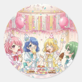 Adesivo Cute Anime Girl's Ice Cream Birthday Party  
