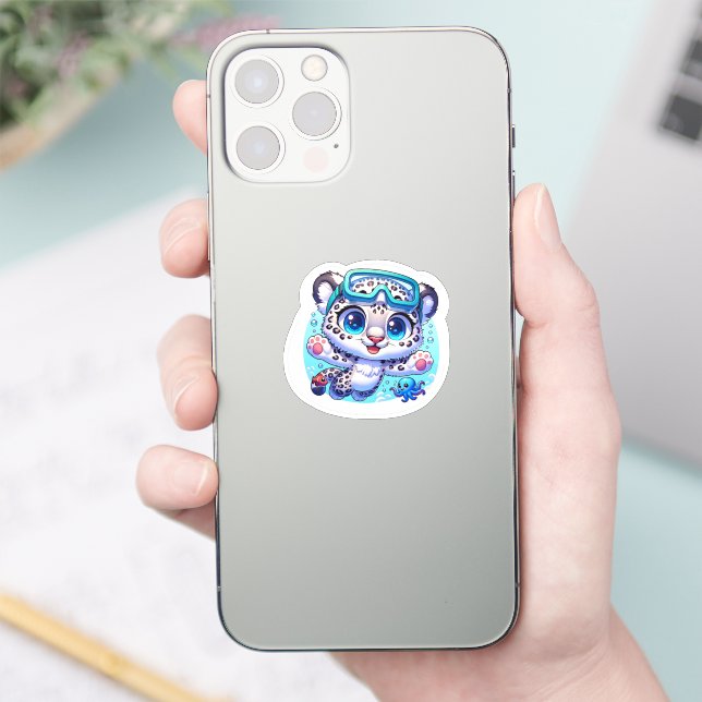 Adesivo Cute Anime Kawaii Snow Leopard Stickers (Telefone)