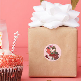 Adesivo Cute Apple Theme Chibi with Apple Background