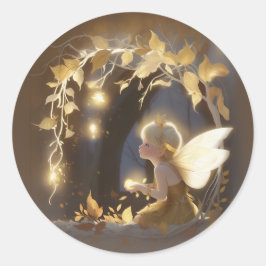 Adesivo Cute Autumn Fairy with Glowing Flowers