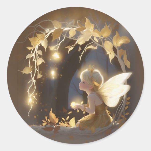 Adesivo Cute Autumn Fairy with Glowing Flowers (Frente)
