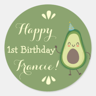 Adesivo Cute Avocado Personalize Colorful 1st Birthday
