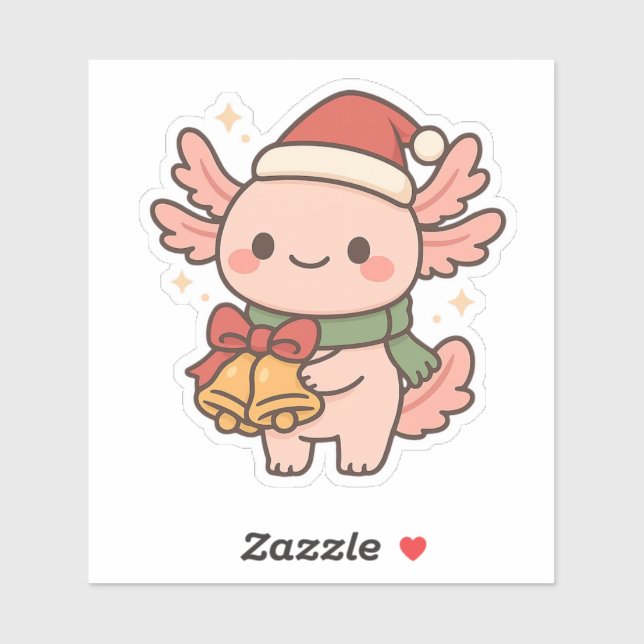 Adesivo Cute Axolotl Christmas Bells Sticker (Folha)