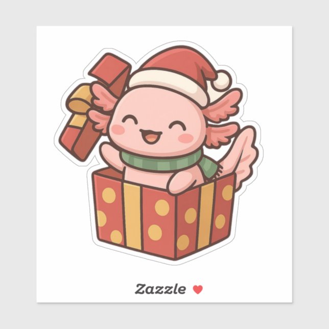 Adesivo Cute Axolotl Christmas Gift Sticker (Folha)