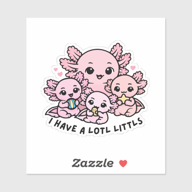 Adesivo Cute Axolotl Family Lotl Littls Mom Pun Sticker (Folha)