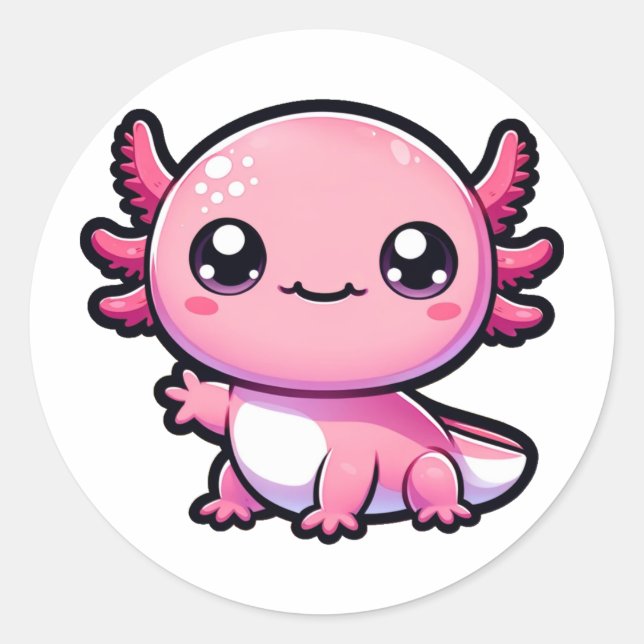 Adesivo Cute Axolotl Hello (Frente)