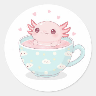 Adesivo Cute axolotl in a cup