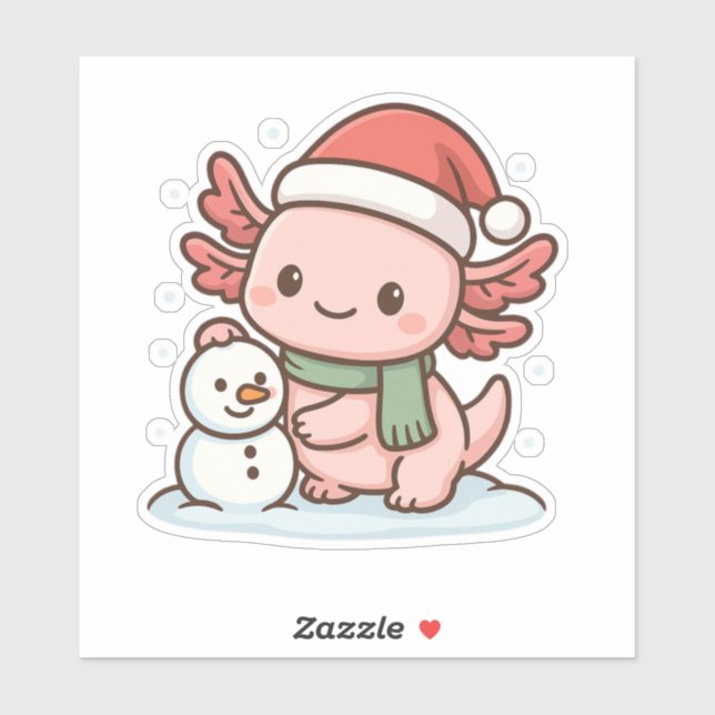 Adesivo Cute Axolotl Snowman Christmas Sticker (Folha)