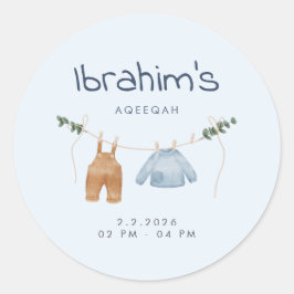 Adesivo Cute Baby Boy Aqiqah Thank You Stickers Blue Brown