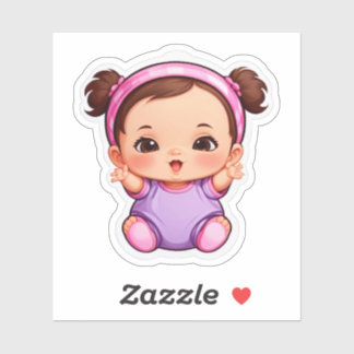 Adesivo Cute Baby Girl Sticker – Adorable Cartoon Baby