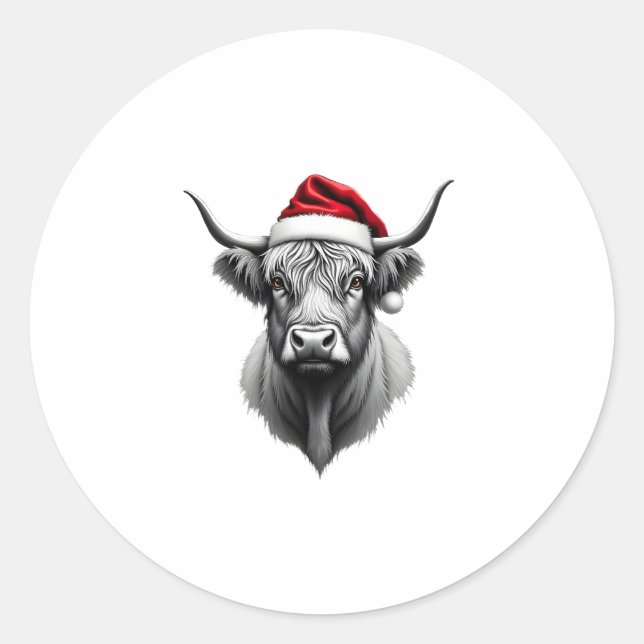 Adesivo Cute Baby Highland Cow Christmas Santa Gifts Xmas  (Frente)
