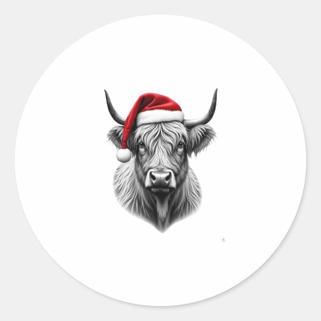 Adesivo Cute Baby Highland Cow Christmas Santa Gifts Xmas  (Frente)