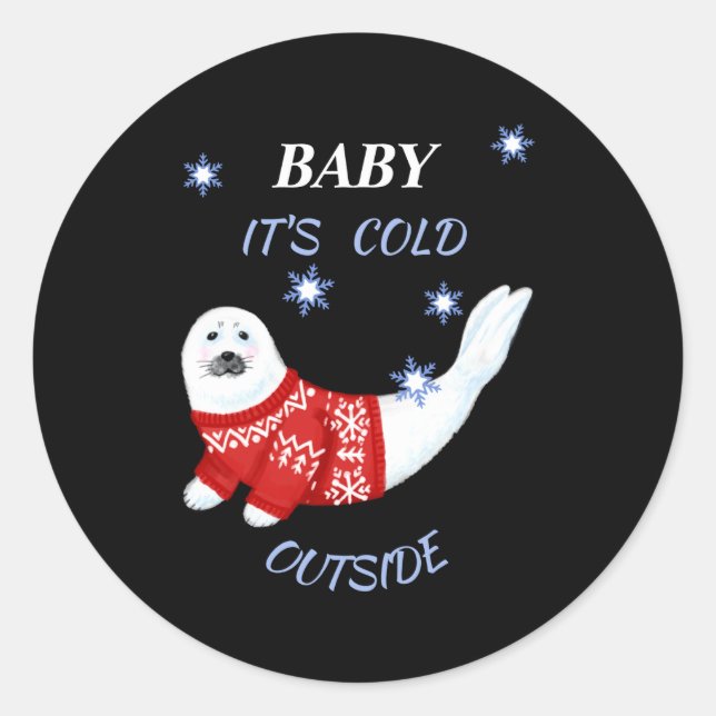 Adesivo Cute Baby Its Cold Outside Winter Seal T Shirt  (Frente)