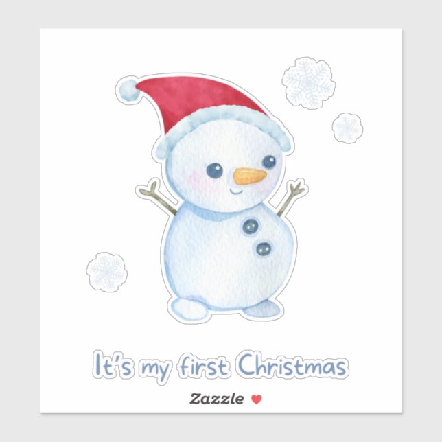 Adesivo Cute Baby Snowman First Christmas (Folha)